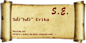 Sáhó Erika névjegykártya